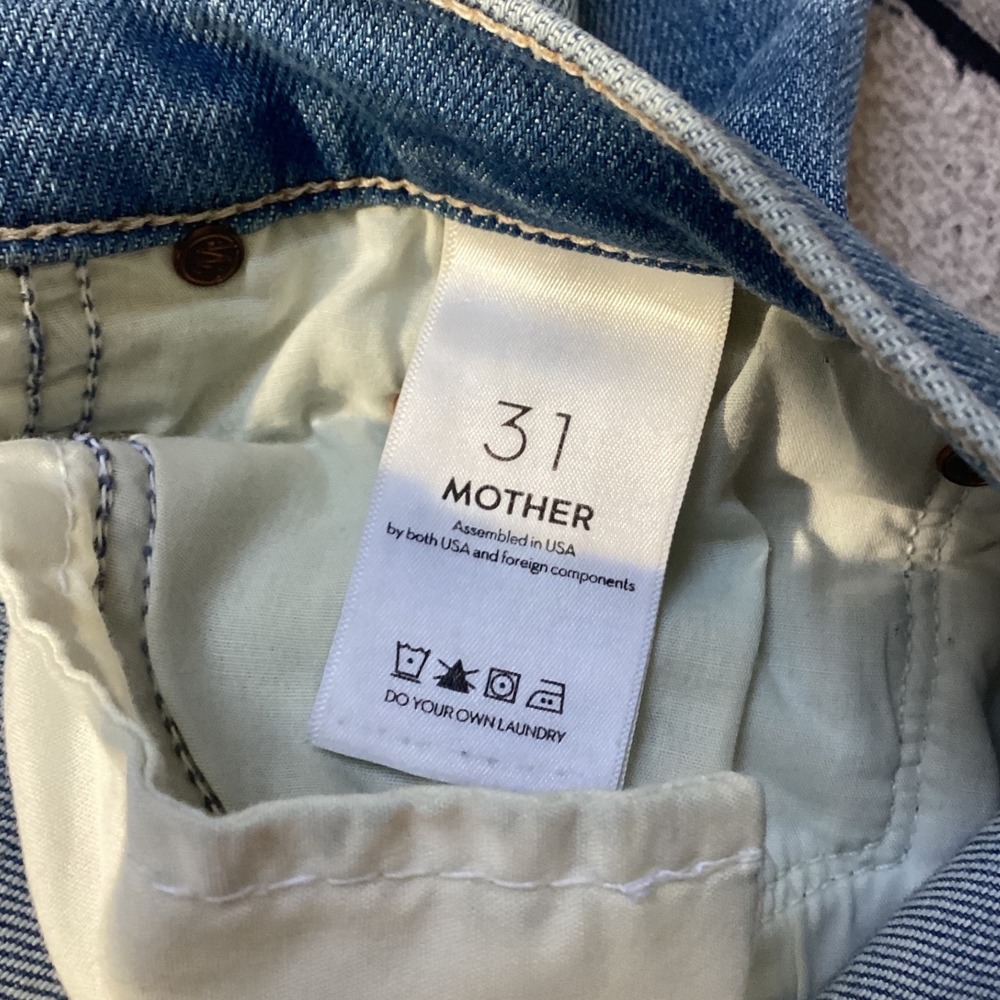 Mother The Insider Crop Step Fray Jeans Thrilling Shots Blue Distressed Size 31 - Picture 7 of 8